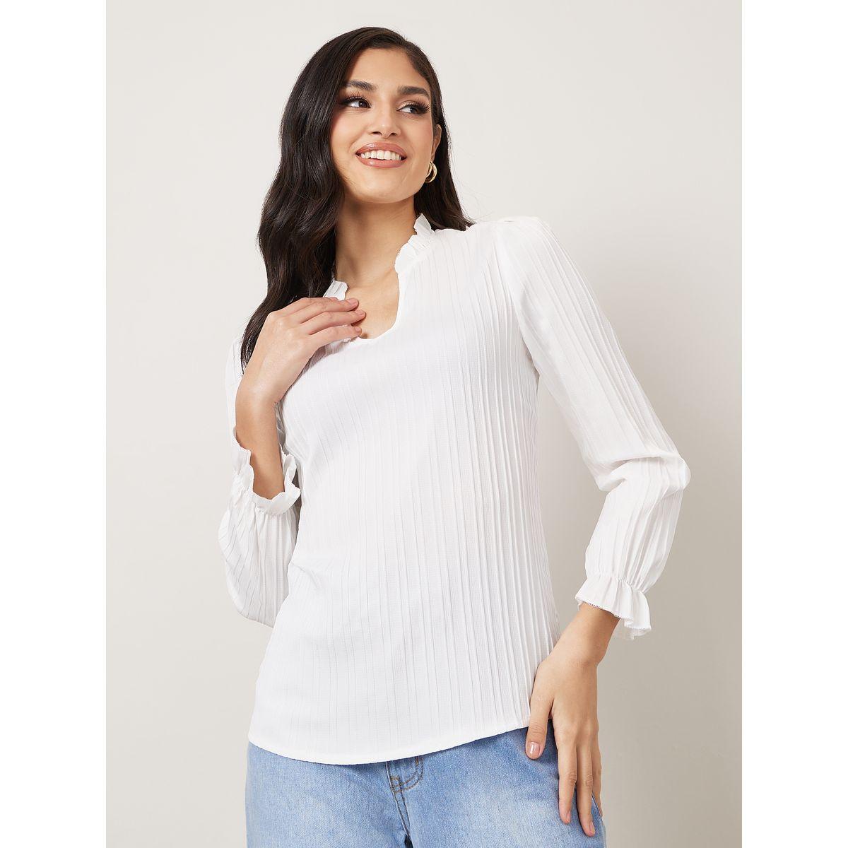 بلوزة بقصة عادية وياقة بشق-women-clothing-shirtsandblouses-blouses-image-3
