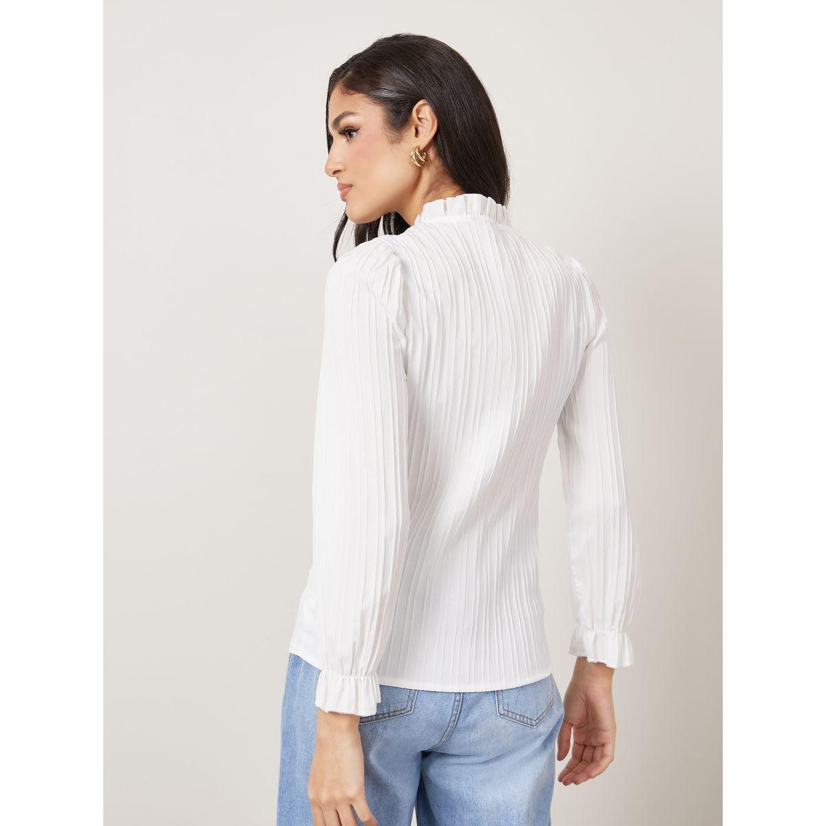 Styli Textured Notch Neck Regular Fit Blouse-women-clothing-shirtsandblouses-blouses-image-5