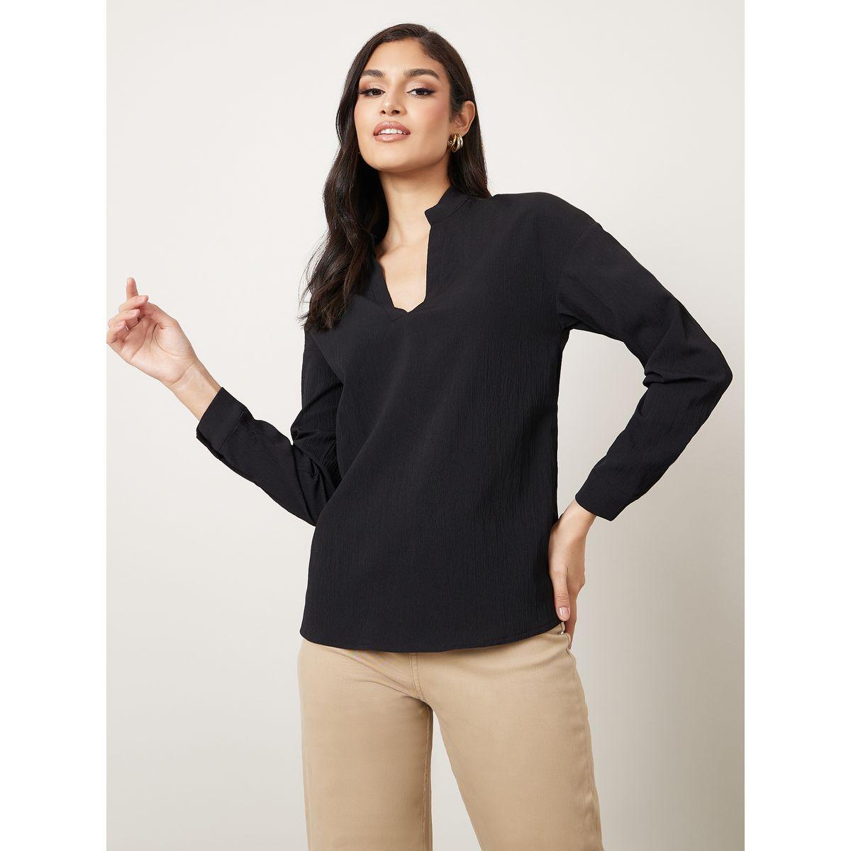 بلوزة سادة بقصة عادية-women-clothing-shirtsandblouses-blouses-image-5