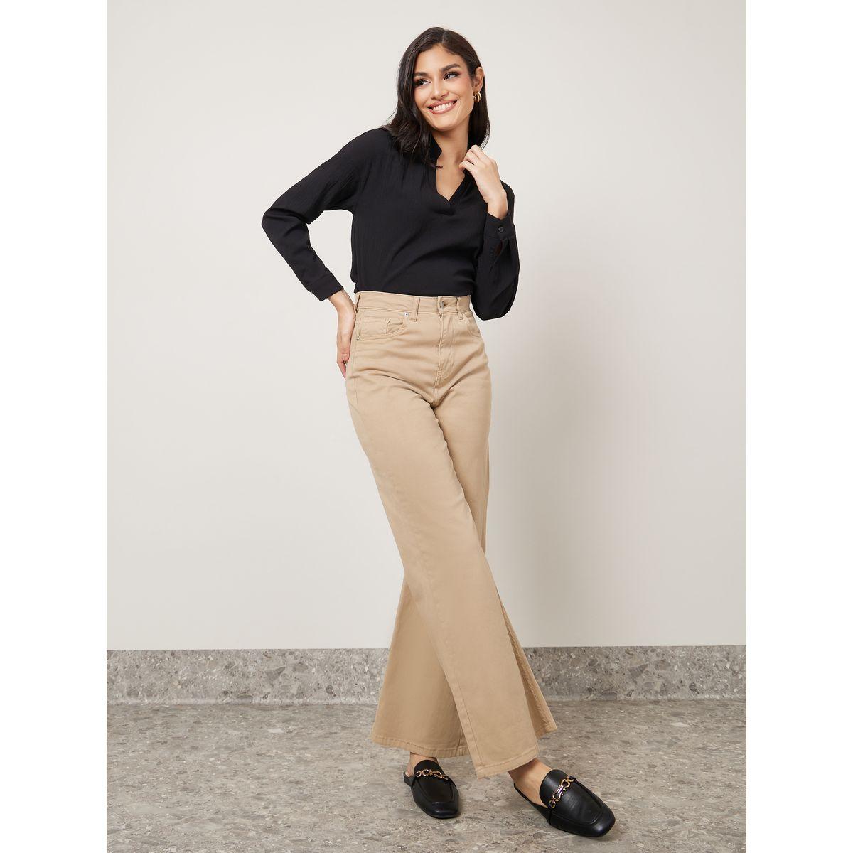 Styli Solid Notch Neck Regular Fit Blouse-women-clothing-shirtsandblouses-blouses-image-2