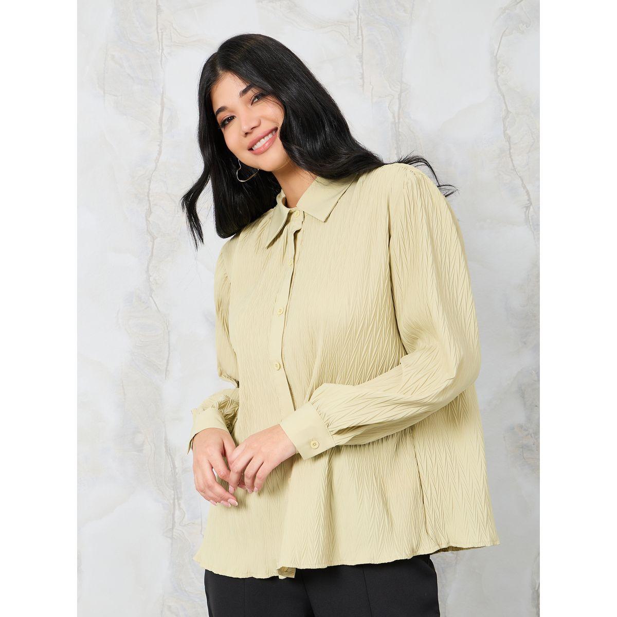 بلوزة بتفاصيل بارزة الملمس مع أزرار-women-clothing-shirtsandblouses-shirts-image-3