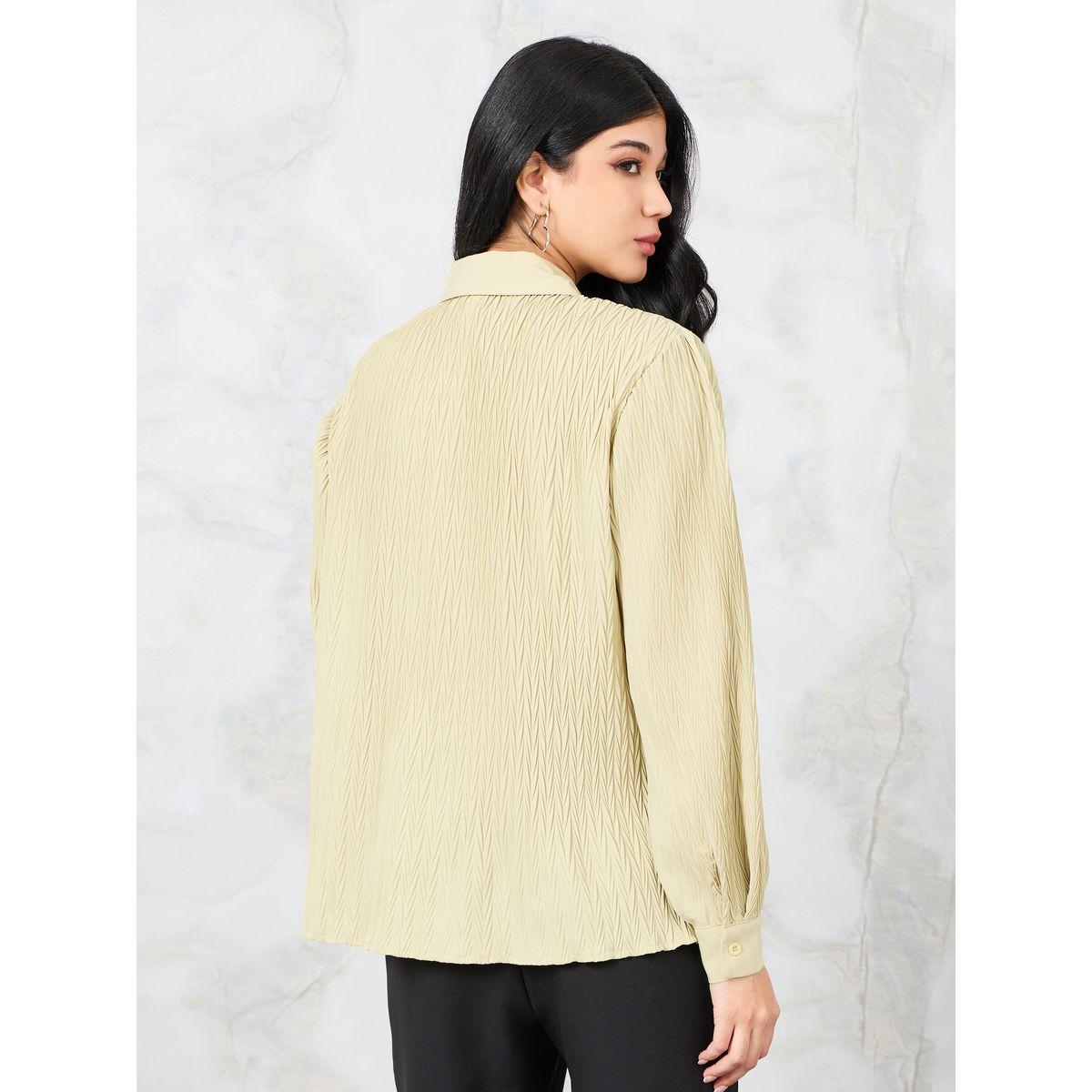 Styli Textured Regular Fit Shirt with Button Placket-women-clothing-shirtsandblouses-shirts-image-5