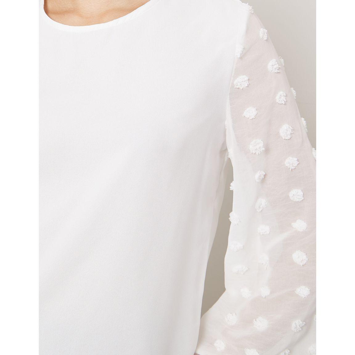 Styli Dobby Flute Sleeve Round Neck Blouse-women-clothing-shirtsandblouses-blouses-image-4