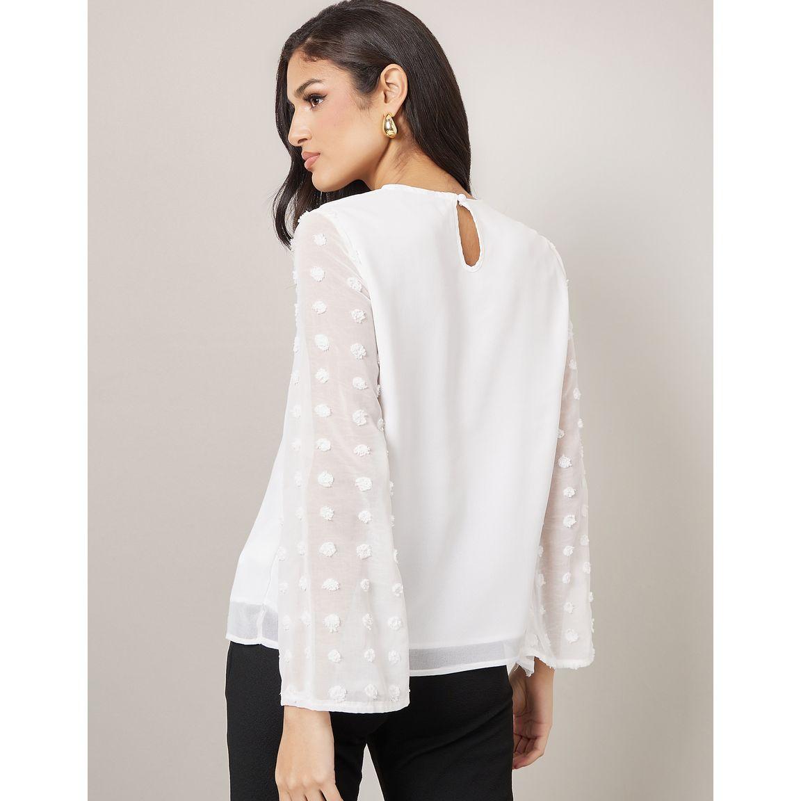 Styli Dobby Flute Sleeve Round Neck Blouse-women-clothing-shirtsandblouses-blouses-image-5