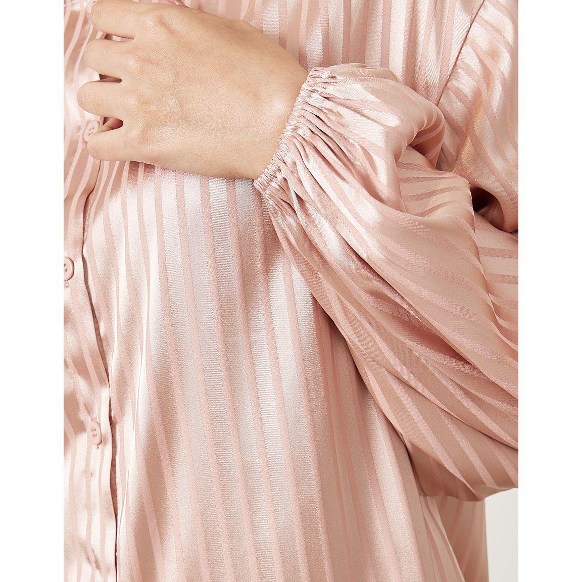 Styli Striped Pattern Volume Sleeve Satin Blouse-women-clothing-shirtsandblouses-blouses-image-4