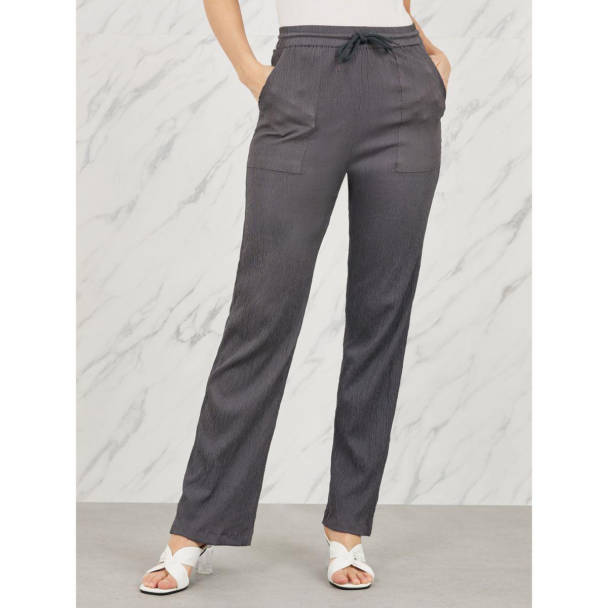 بنطال بارجل مستقيمة وخصر مطاطي مع جيوب-women-clothing-bottoms-trousers-image-1
