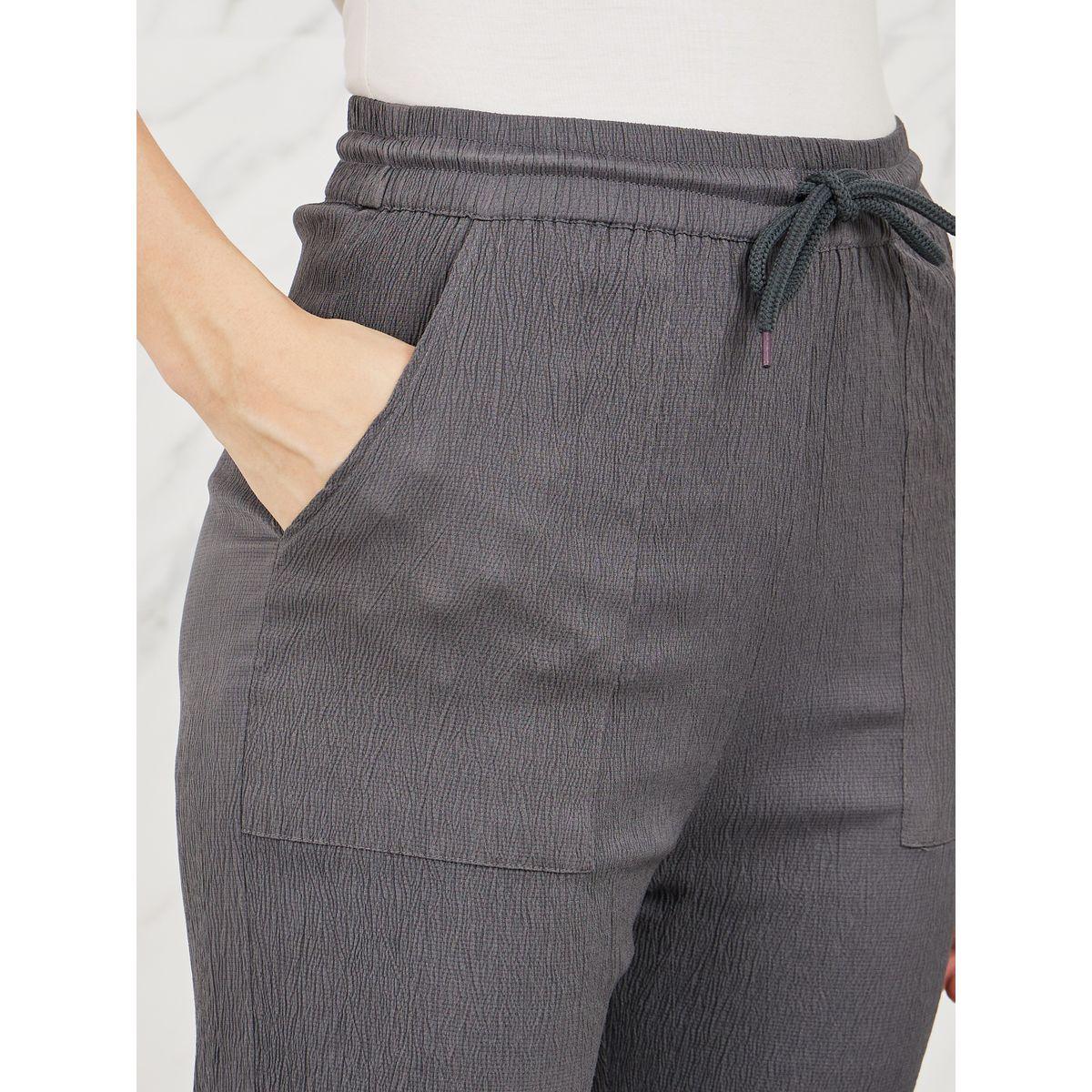 بنطال بارجل مستقيمة وخصر مطاطي مع جيوب-women-clothing-bottoms-trousers-image-3