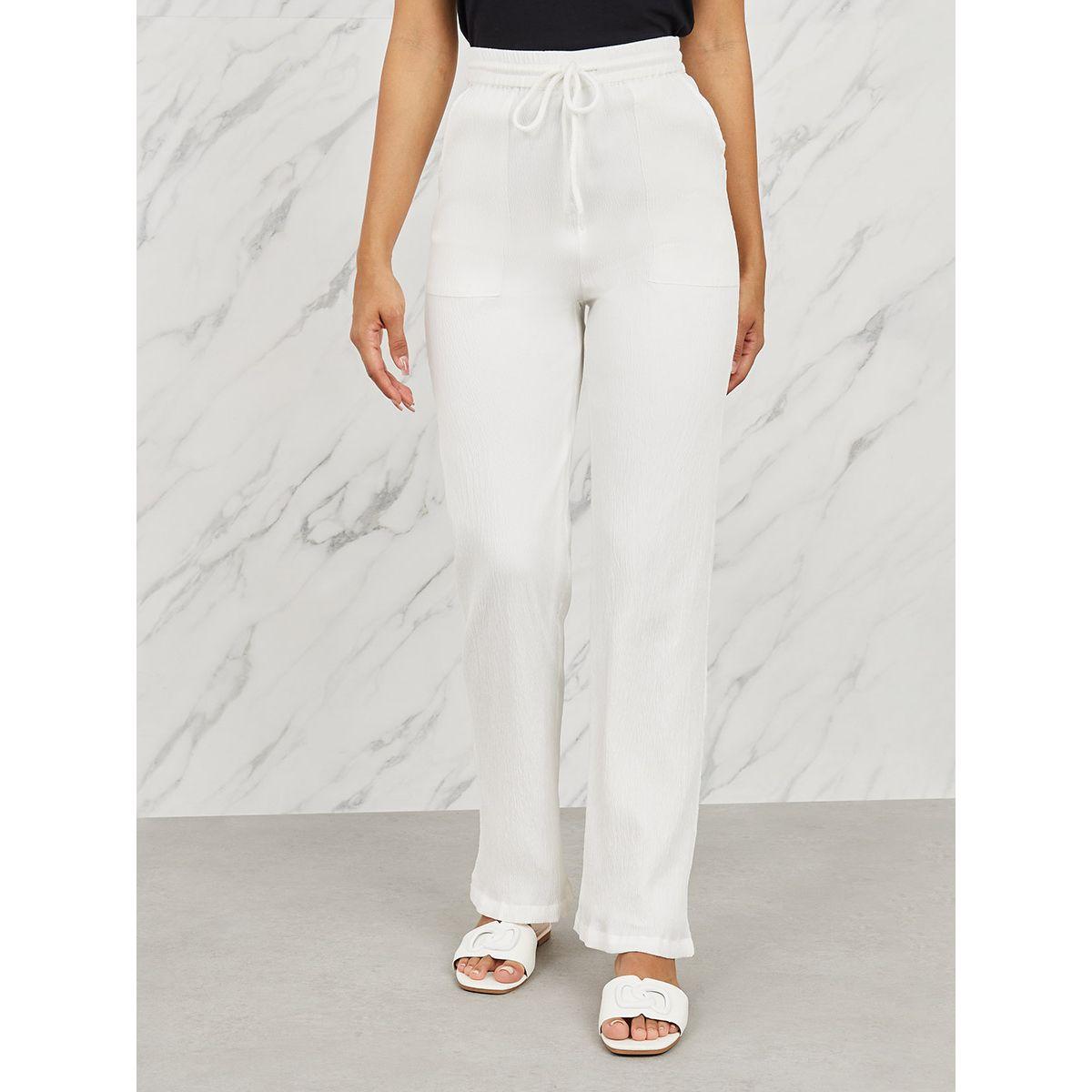 بنطال بارجل مستقيمة وخصر مطاطي مع جيوب-women-clothing-bottoms-trousers-image-1