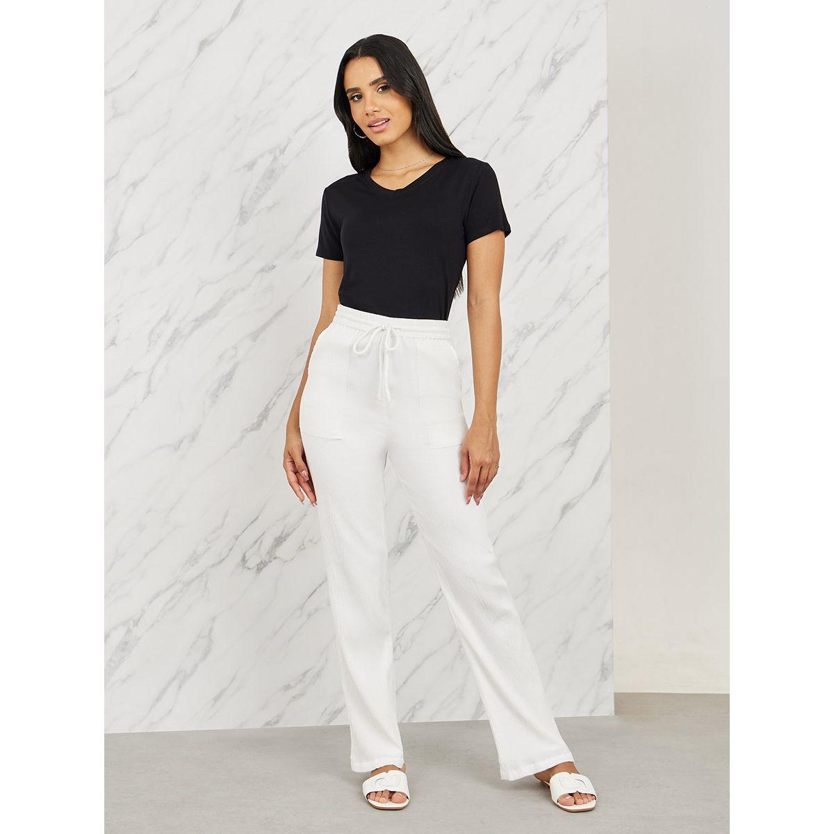 بنطال بارجل مستقيمة وخصر مطاطي مع جيوب-women-clothing-bottoms-trousers-image-2