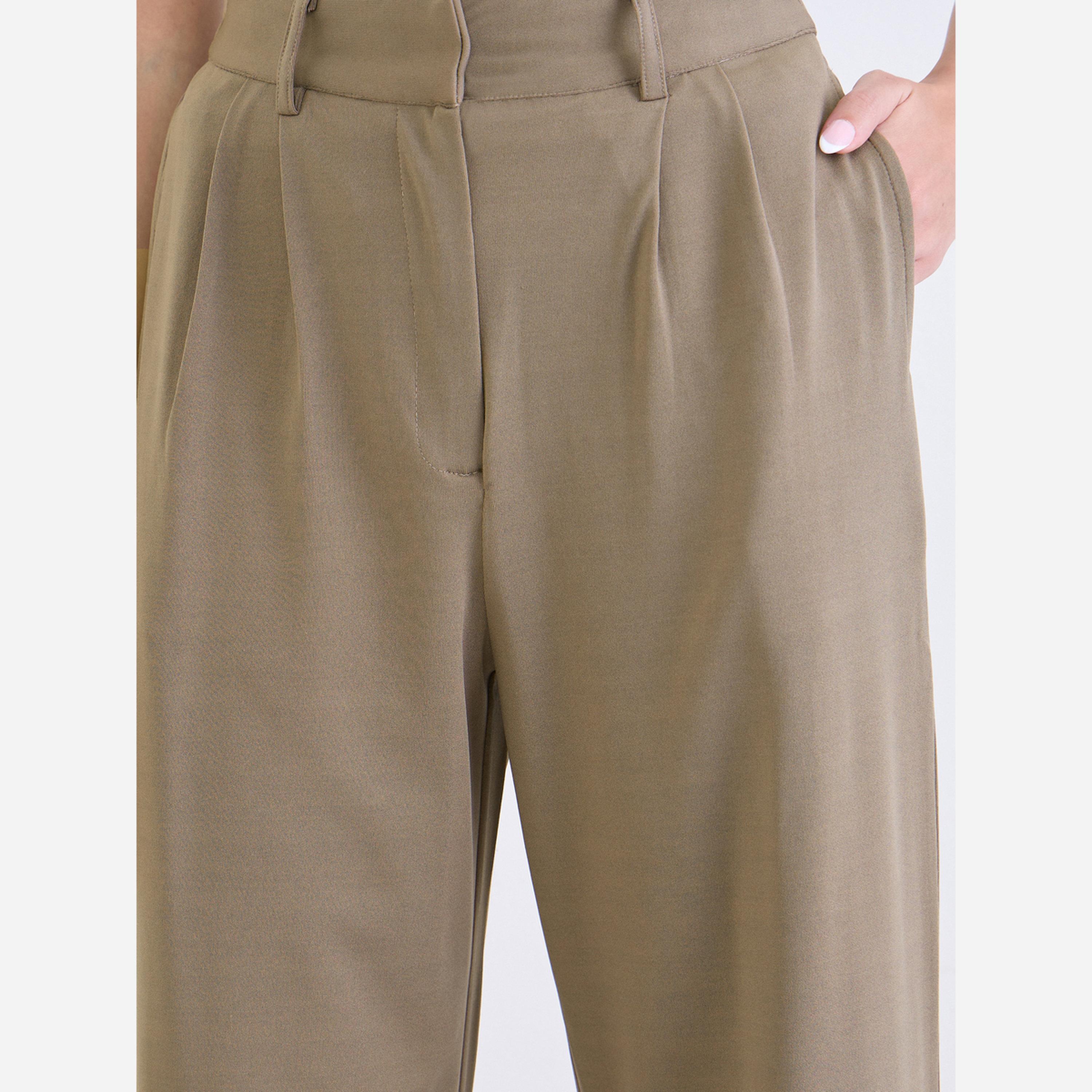 ستايلي - بنطال نسائي لون بني واسع الساقين-women-clothing-bottoms-trousers-image-5