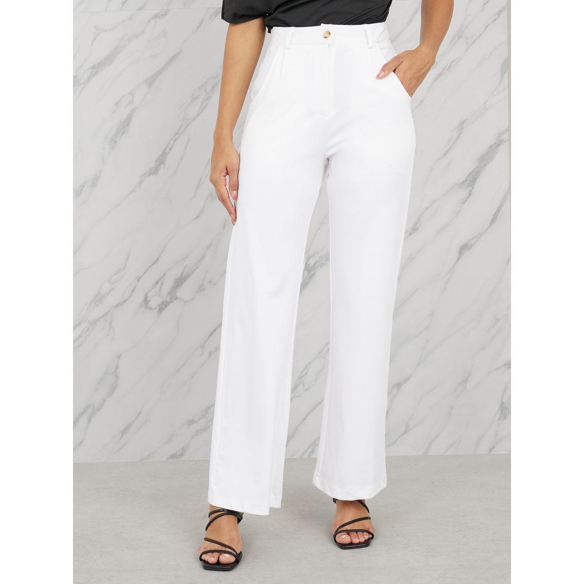 Styli wide leg full length high rise pants with front button and pleats-women-clothing-bottoms-trousers-image-1