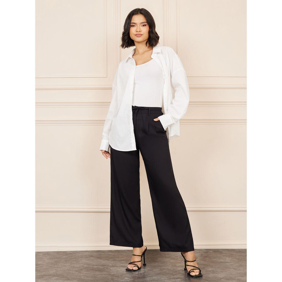Styli High Rise Wide Leg Pants with Drawcord Waist-women-clothing-bottoms-trousers-image-2