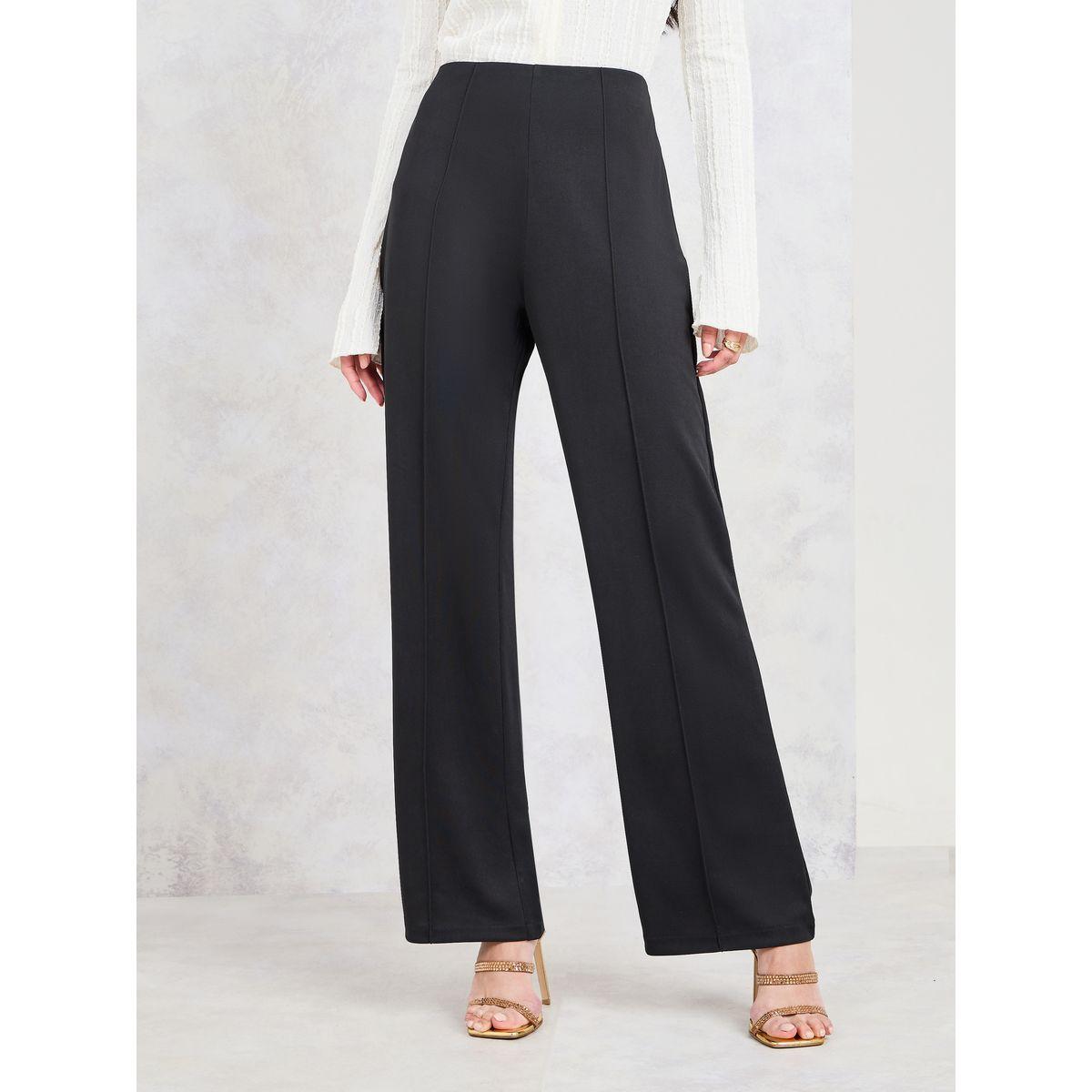 Styli Straight Fit Pintuck Detail Ponte Pants with Concealed Zip-women-clothing-bottoms-trousers-image-1