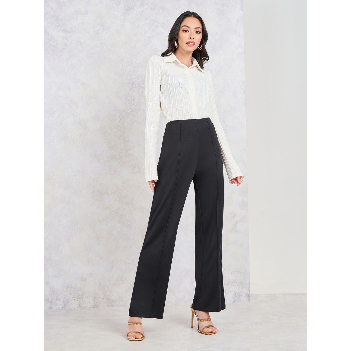 Styli Straight Fit Pintuck Detail Ponte Pants with Concealed Zip-women-clothing-bottoms-trousers-image-2