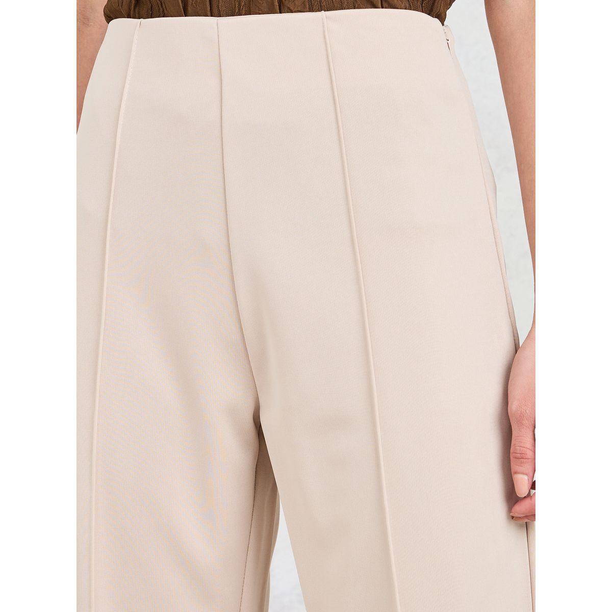 بنطال بونتي بقصة مستقيمة وحزوز-women-clothing-bottoms-trousers-image-3