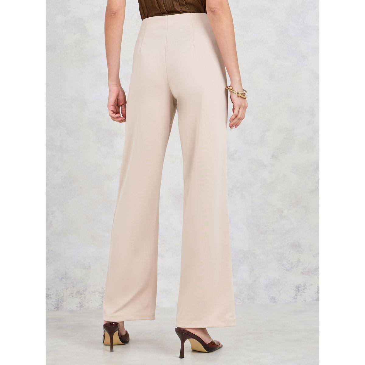 بنطال بونتي بقصة مستقيمة وحزوز-women-clothing-bottoms-trousers-image-4
