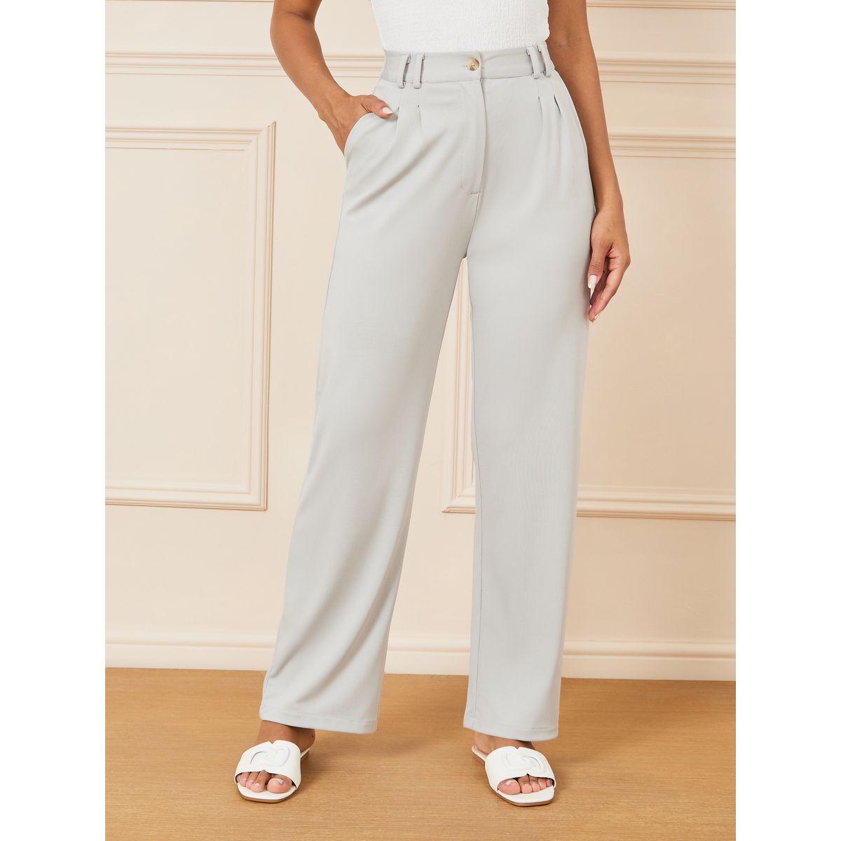 Styli Straight Fit Ankle Length Pants with Pockets-women-clothing-bottoms-trousers-image-1
