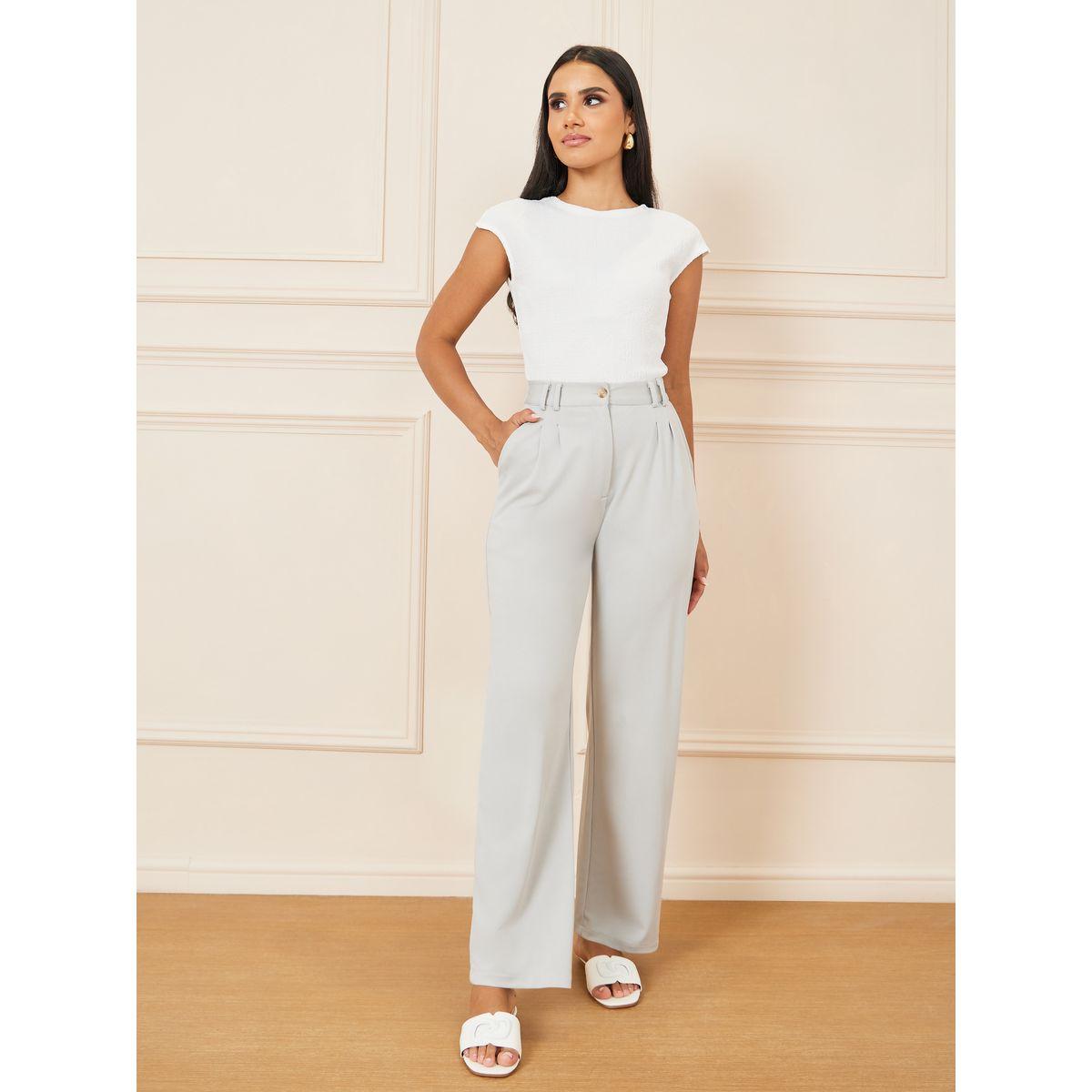 Styli Straight Fit Ankle Length Pants with Pockets-women-clothing-bottoms-trousers-image-2