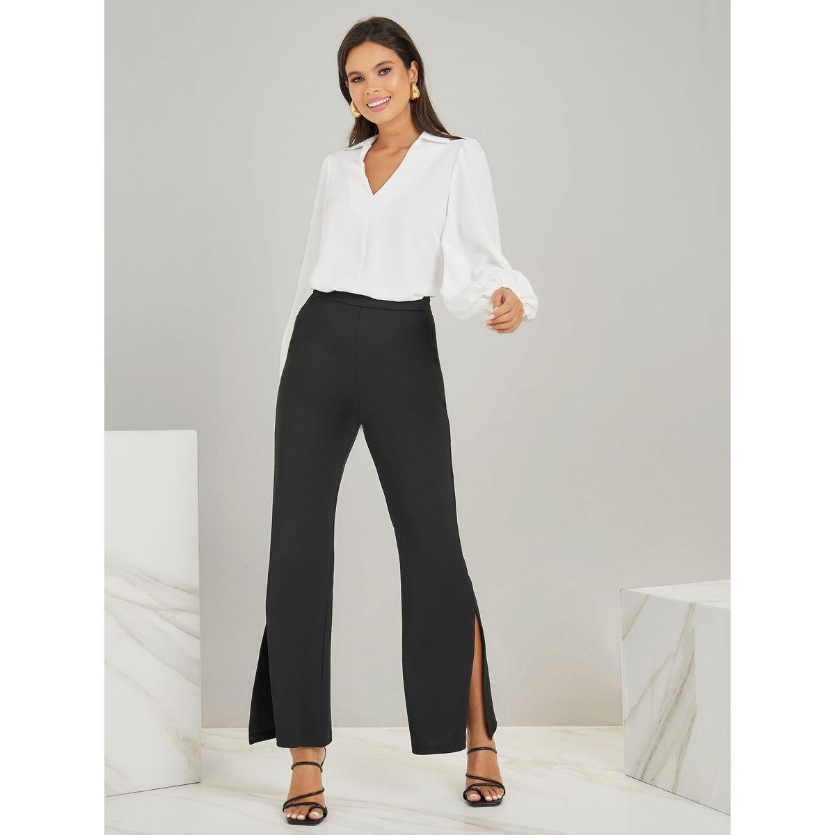 Styli V Neck Cutaway Collar Balloon Sleeves Shirt-women-clothing-shirtsandblouses-shirts-image-2