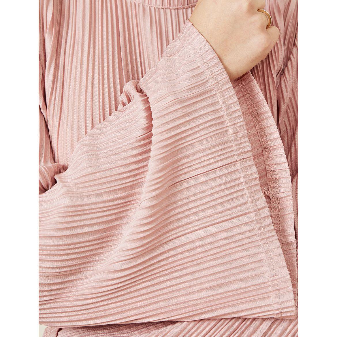 فستان ميدي بليسيه بأكمام فلوت-women-clothing-dresses-image-3