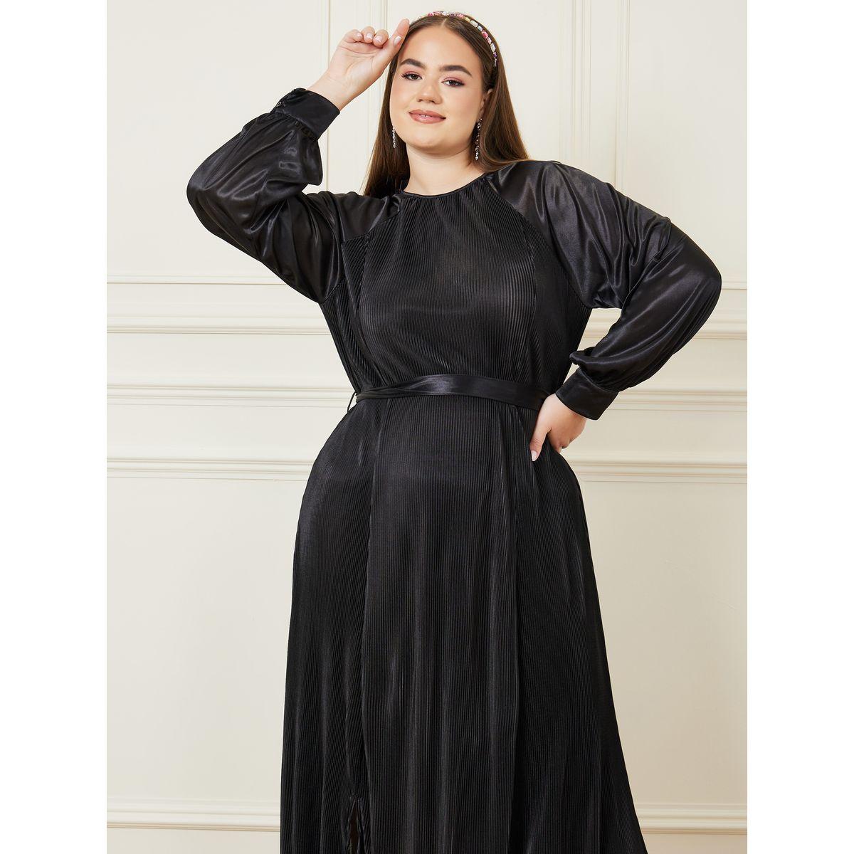 فستان بليسيه طويل مع حزام-women-clothing-dresses-image-2