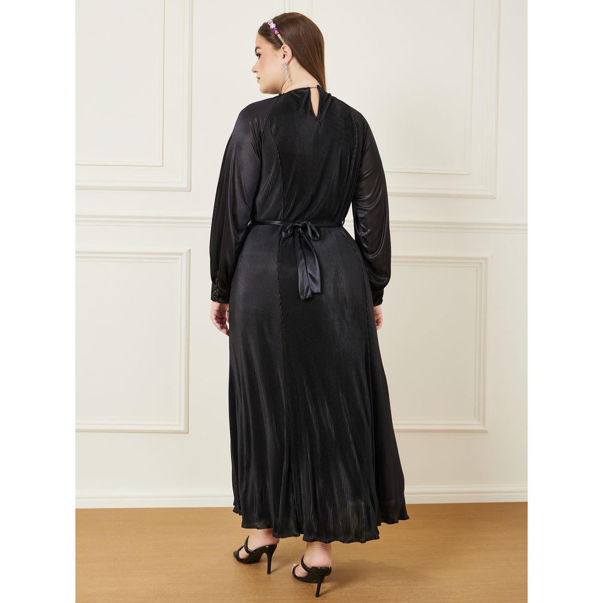Styli Plus Plisse Maxi Dress with Tie Belt-women-clothing-dresses-image-4