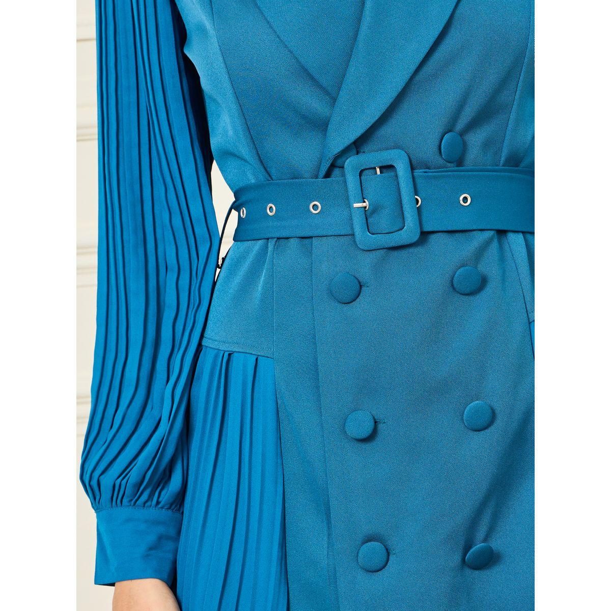Styli Pleated Detail Belted Blazer Midi Dress-women-clothing-dresses-image-3
