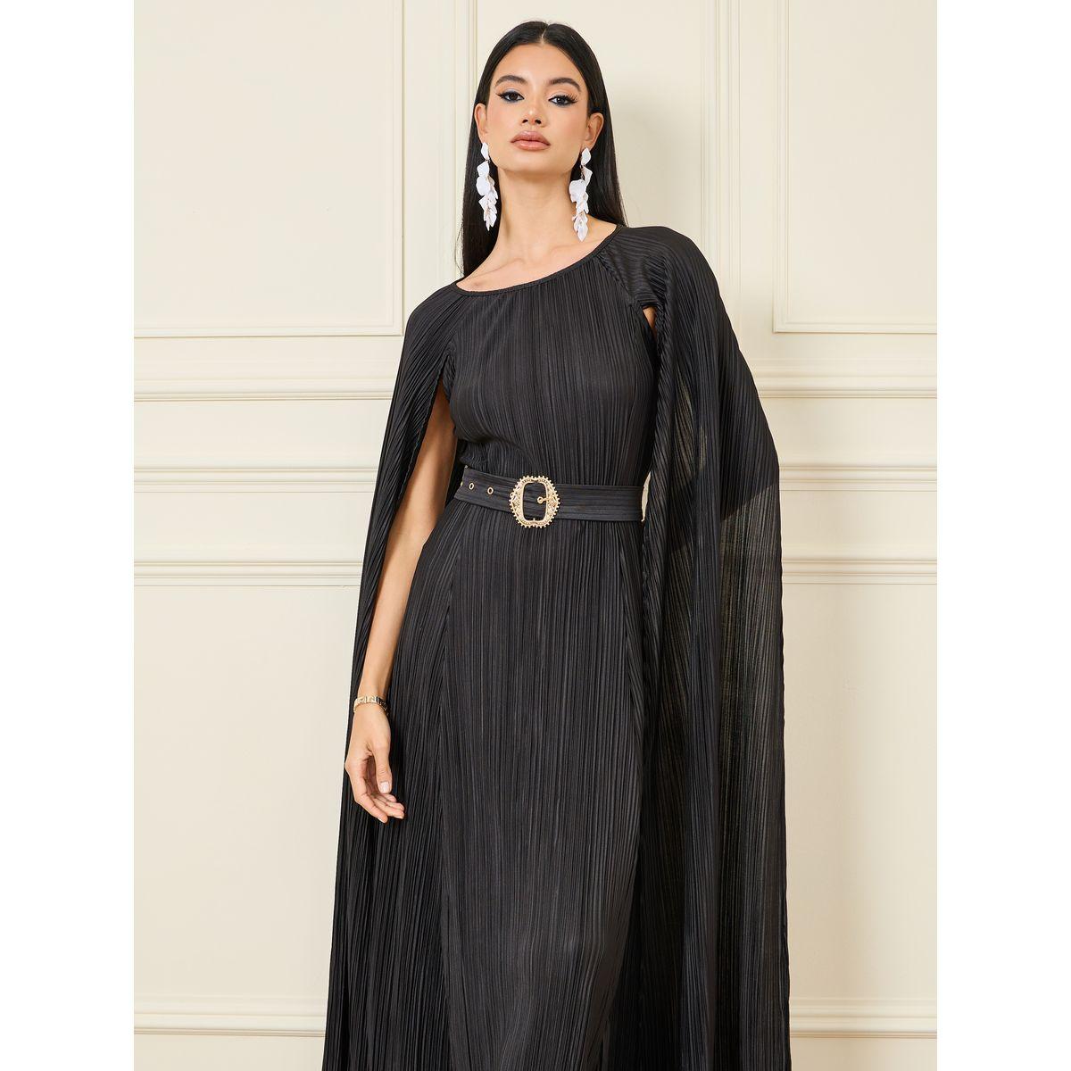 فستان طويل بأكمام مشقوقة وحزام-women-clothing-dresses-image-2