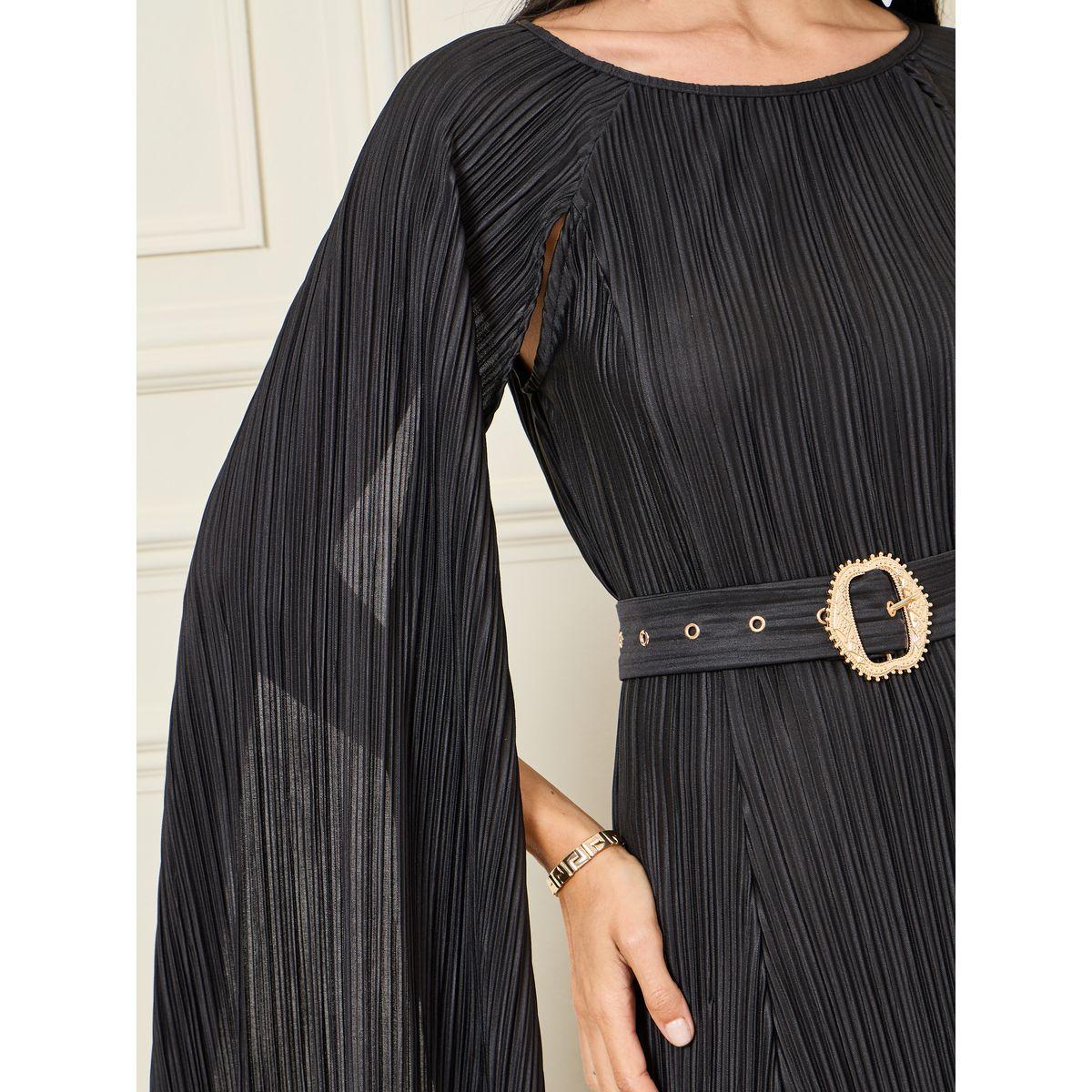 فستان طويل بأكمام مشقوقة وحزام-women-clothing-dresses-image-3