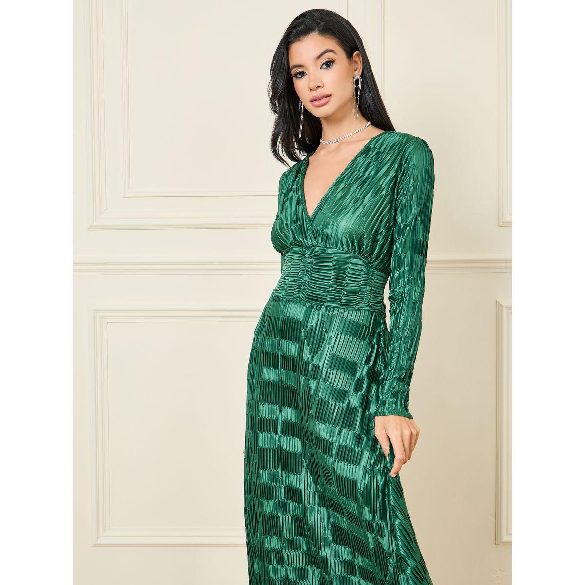 Styli Textured  V Neck Maxi Dress-women-clothing-dresses-image-2