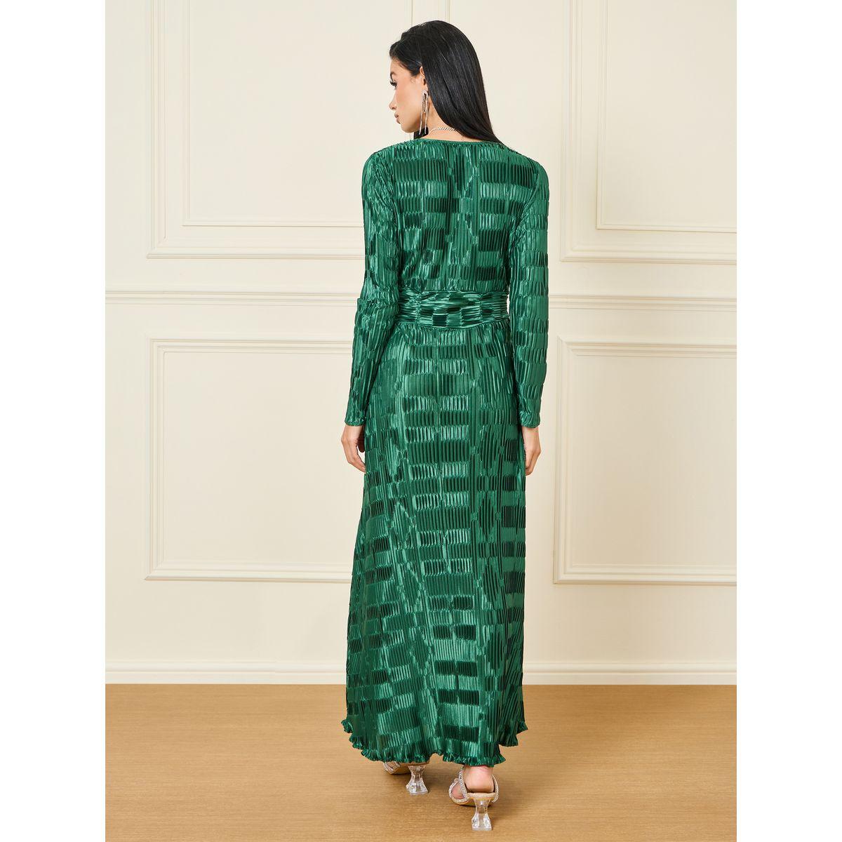 Styli Textured  V Neck Maxi Dress-women-clothing-dresses-image-4