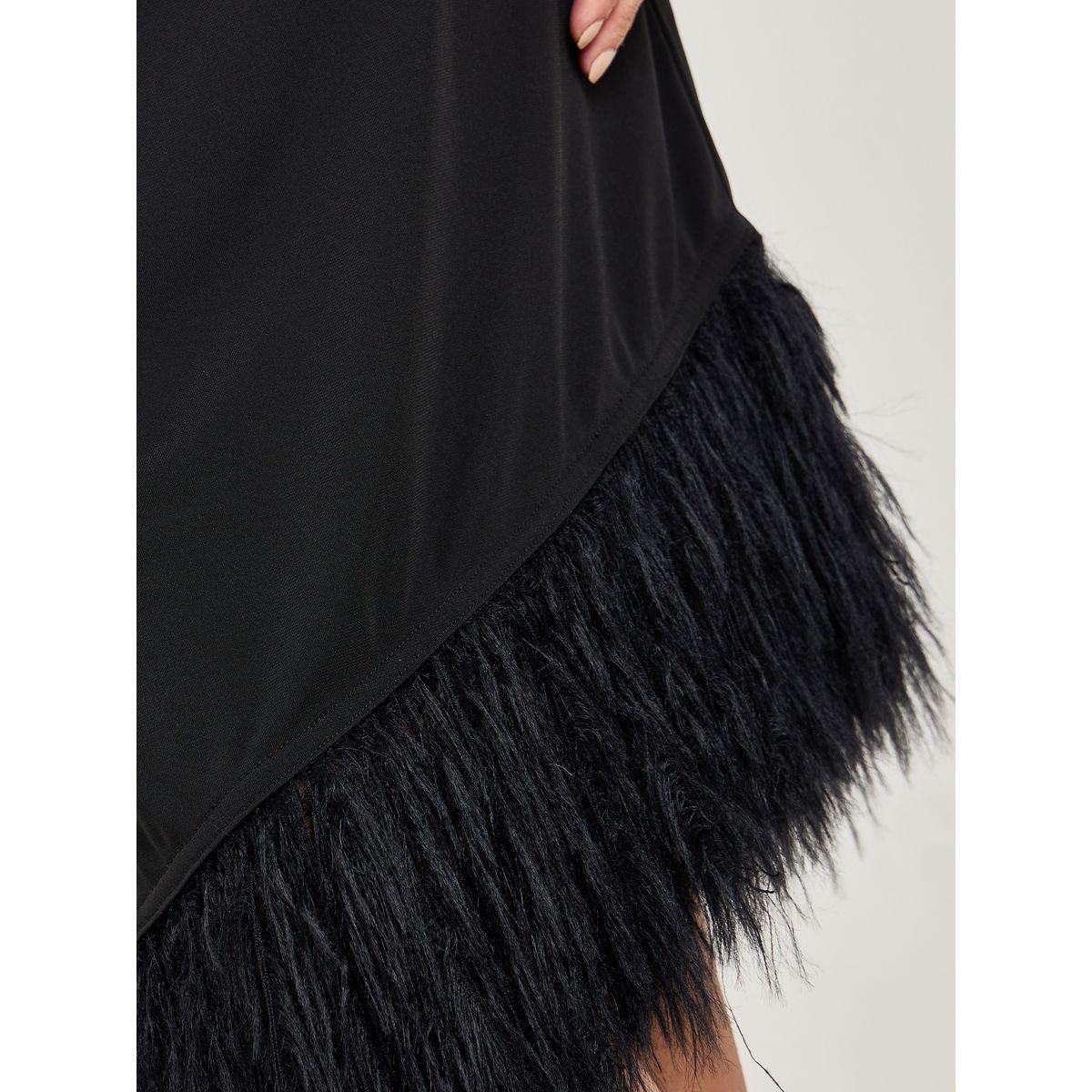 Styli Faux Feather Asymmetric Hem Knee Length Dress-women-clothing-dresses-image-3