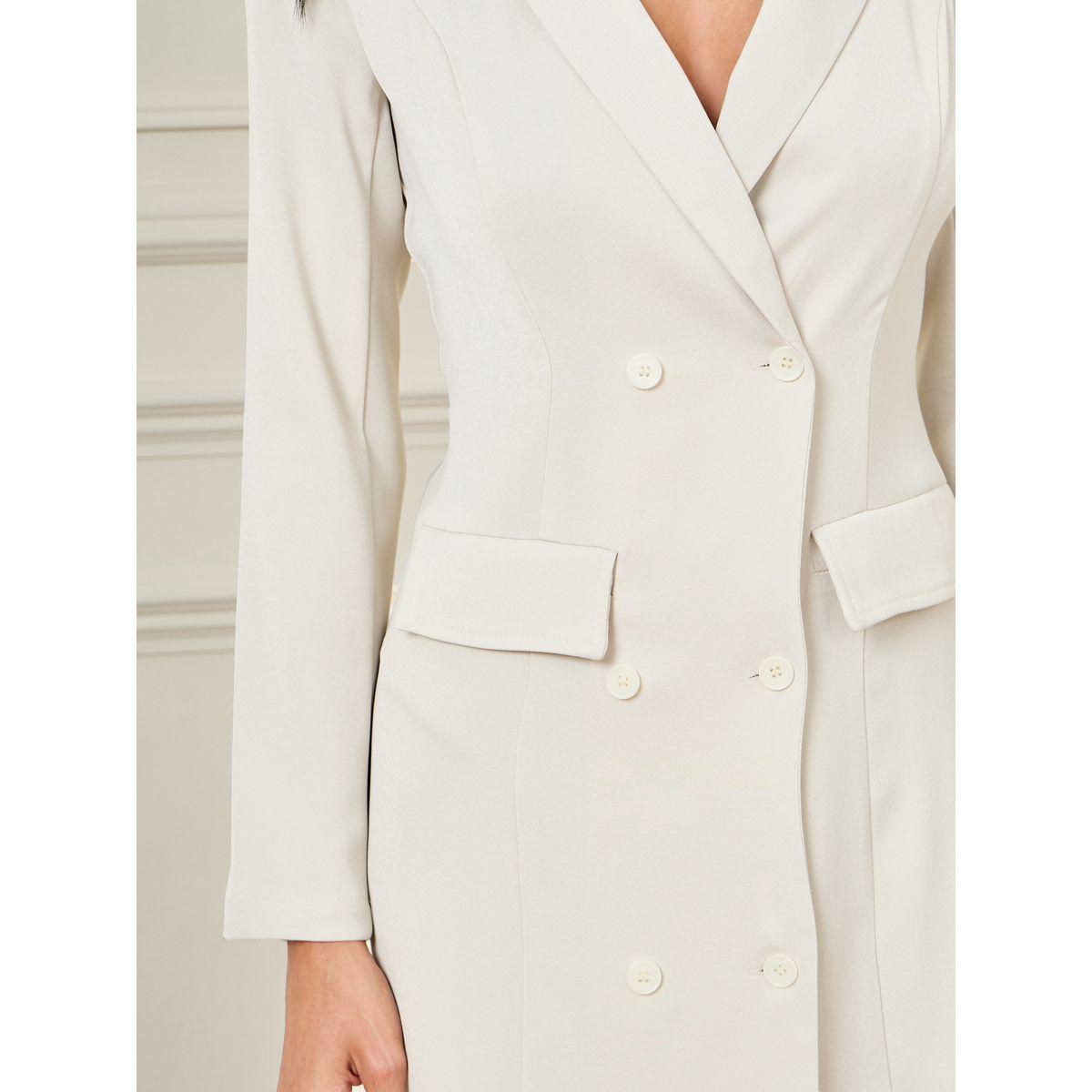 Styli Faux Feather Hem Blazer Knee Length Dress-women-clothing-dresses-image-3