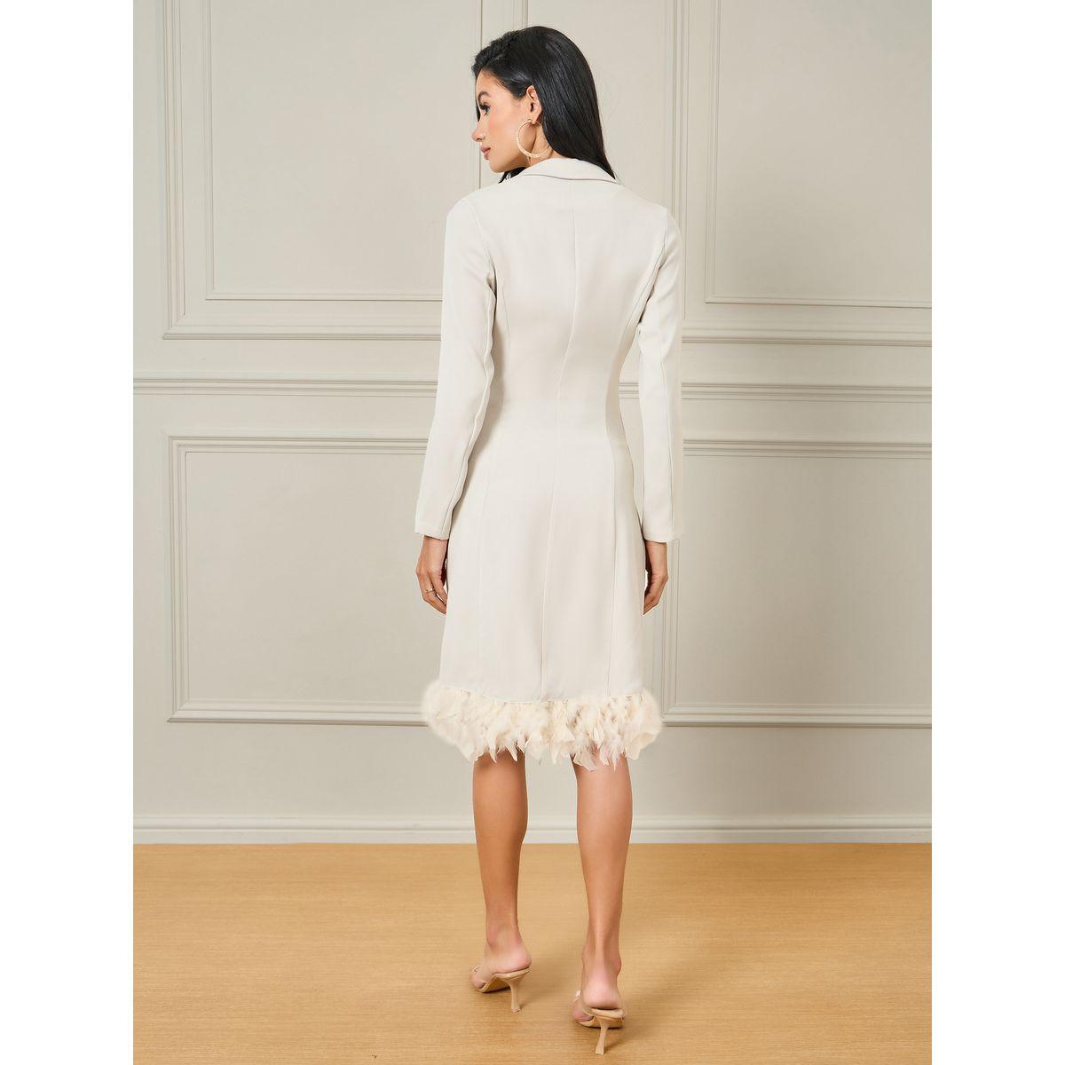 فستان بطول الركبة مزين بريش صناعي-women-clothing-dresses-image-4