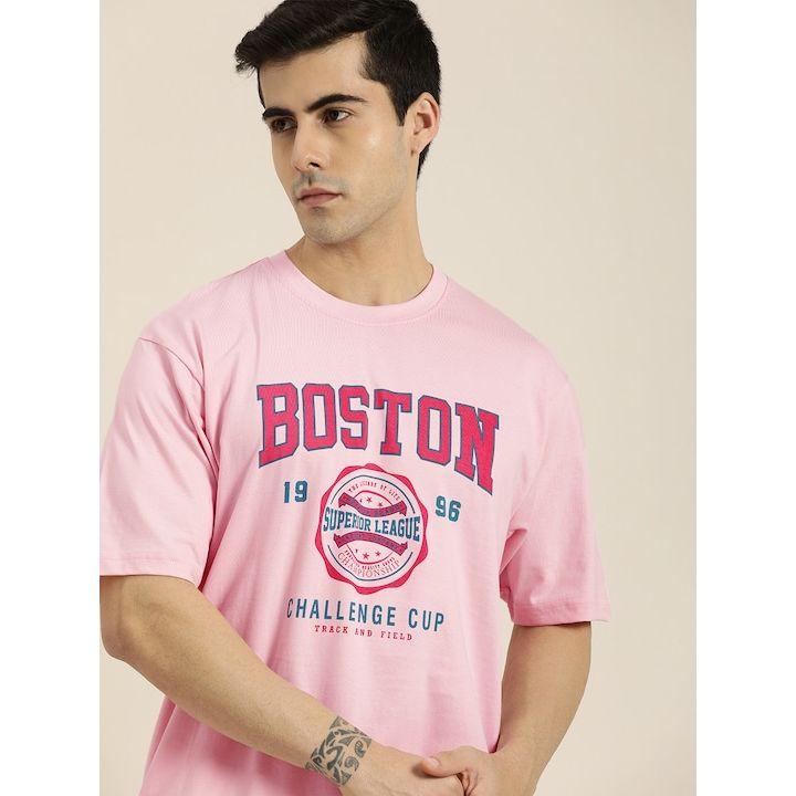 تيشيرت واسع مطبع بكتابة تيبوجرافيك ديلينجر × ستايلي-men-clothing-tshirtsandpolos-tshirts-image-1