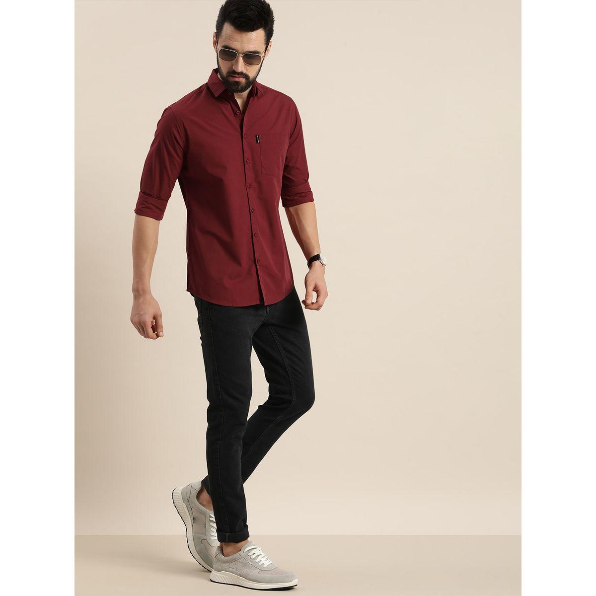 قميص سادة بجيب على الصدر ديلينجر × ستايلي-men-clothing-shirts-image-3