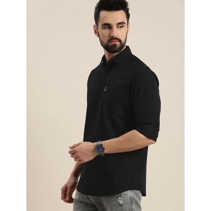 Dillinger X Styli Solid Collared Pocket Detail Cotton Shirt-men-clothing-shirts-image-1
