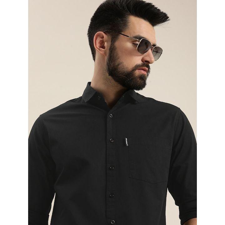 Dillinger X Styli Solid Collared Pocket Detail Cotton Shirt-men-clothing-shirts-image-2