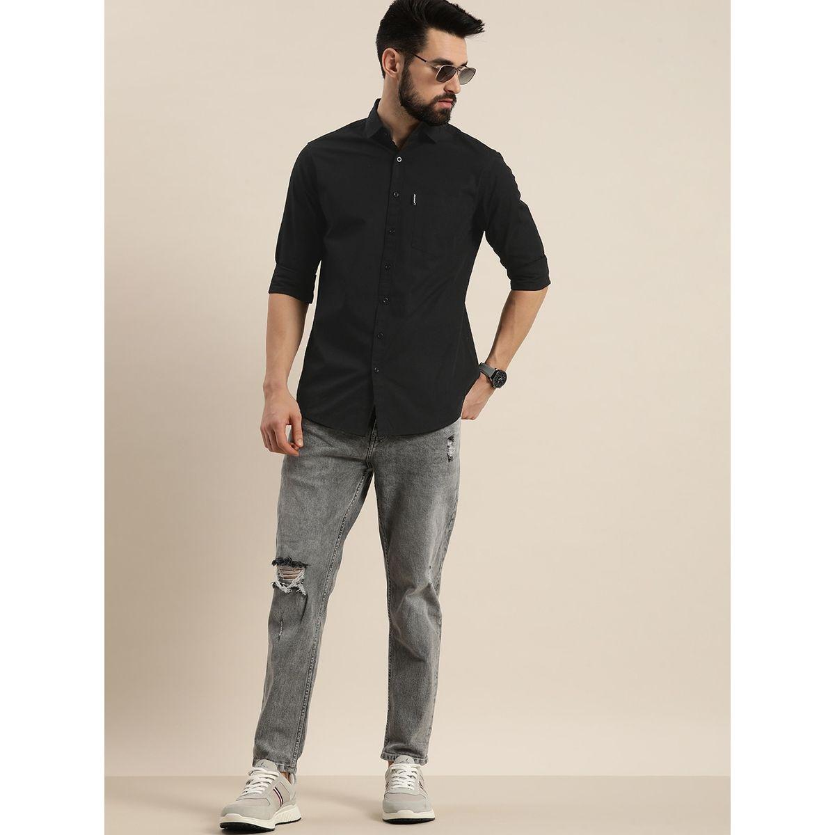Dillinger X Styli Solid Collared Pocket Detail Cotton Shirt-men-clothing-shirts-image-3