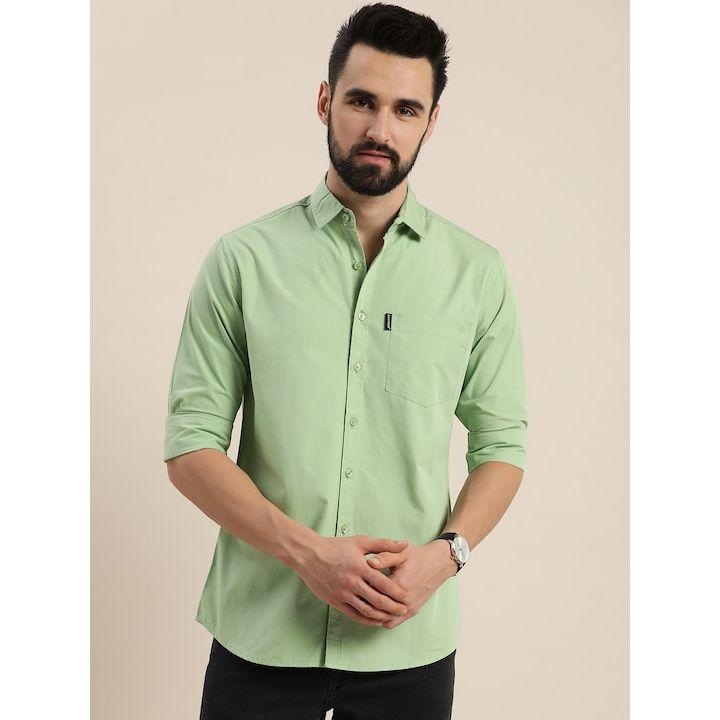 Dillinger X Styli Solid Collared Pocket Detail Cotton Shirt-men-clothing-shirts-image-1