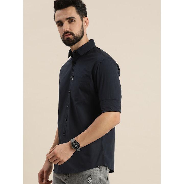 Dillinger X Styli Solid Collared Pocket Detail Cotton Shirt-men-clothing-shirts-image-1