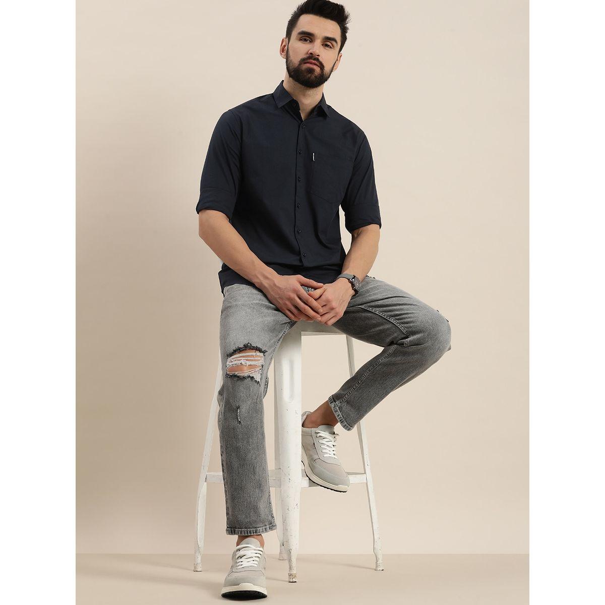 Dillinger X Styli Solid Collared Pocket Detail Cotton Shirt-men-clothing-shirts-image-3