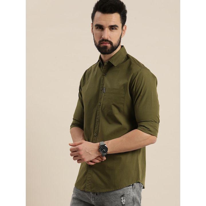 Dillinger X Styli Solid Collared Pocket Detail Cotton Shirt-men-clothing-shirts-image-1