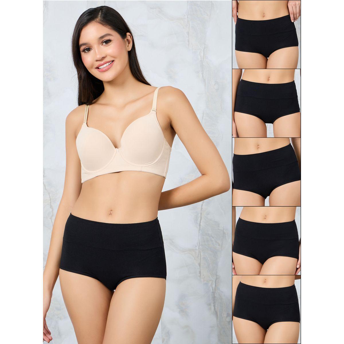Styli Pack of 5 - Cotton Wide Waistband Solid Shorts-women-clothing-lingerie-panties-image-1