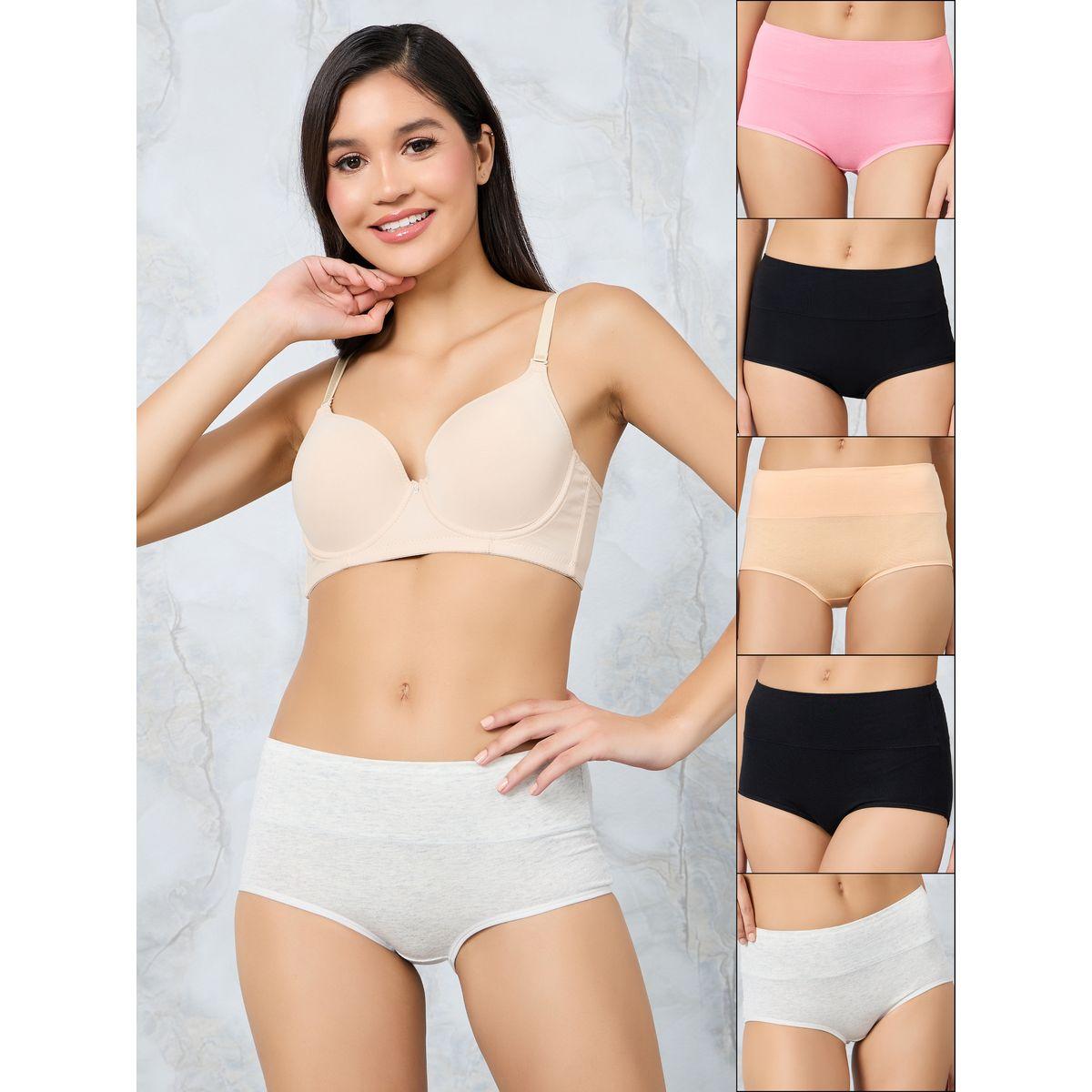 Styli Pack of 5 - Cotton Wide Waistband Solid Shorts-women-clothing-lingerie-panties-image-1