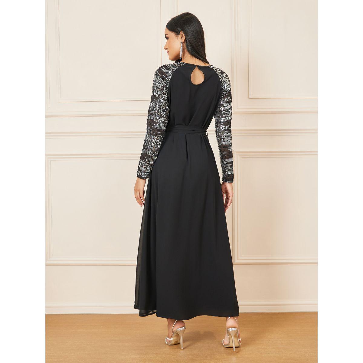 فستان طويل مزين بالترتر مع اكمام طويلة-women-clothing-dresses-image-3