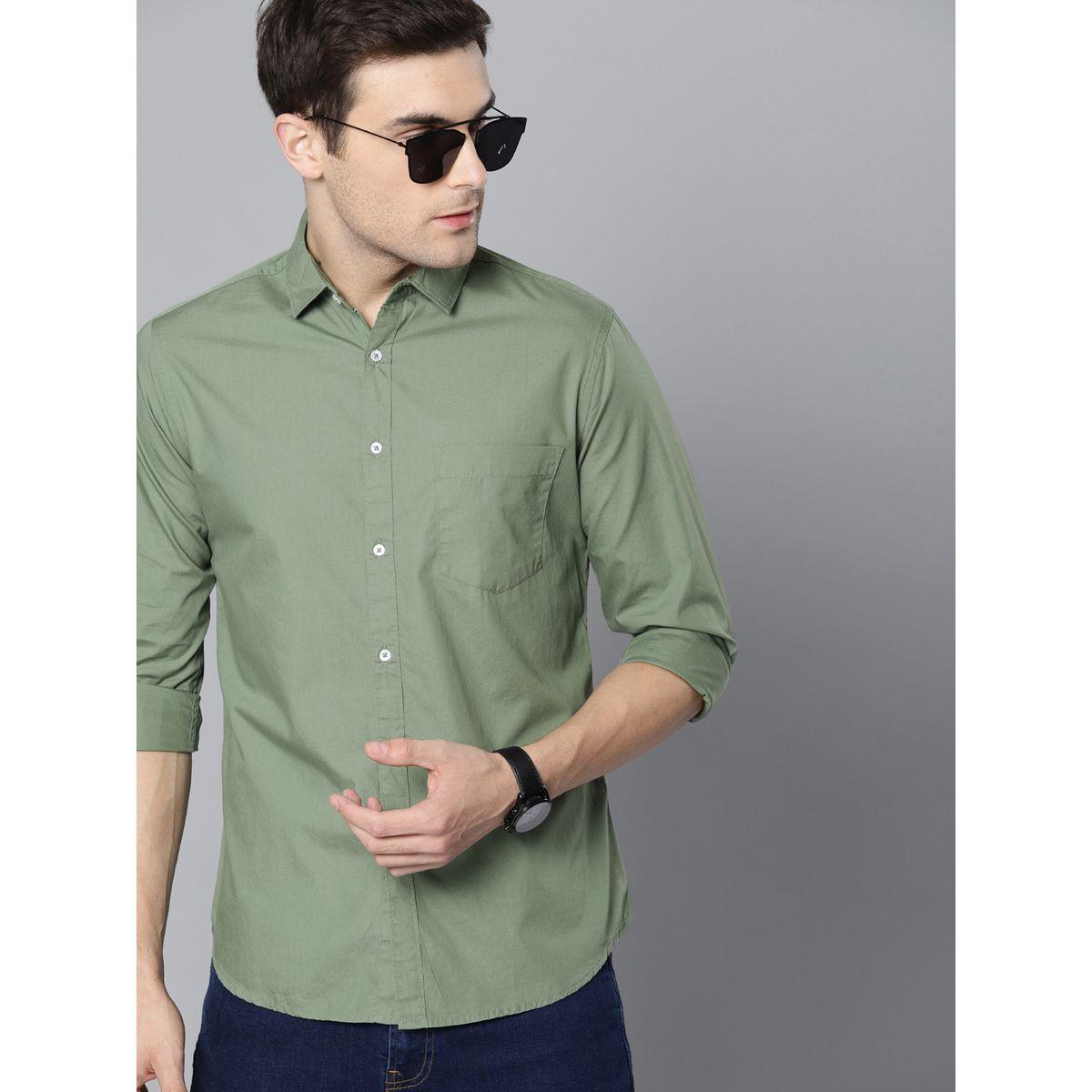 Dennis Lingo Solid Casual Shirt with Button Placket-men-clothing-shirts-image-1