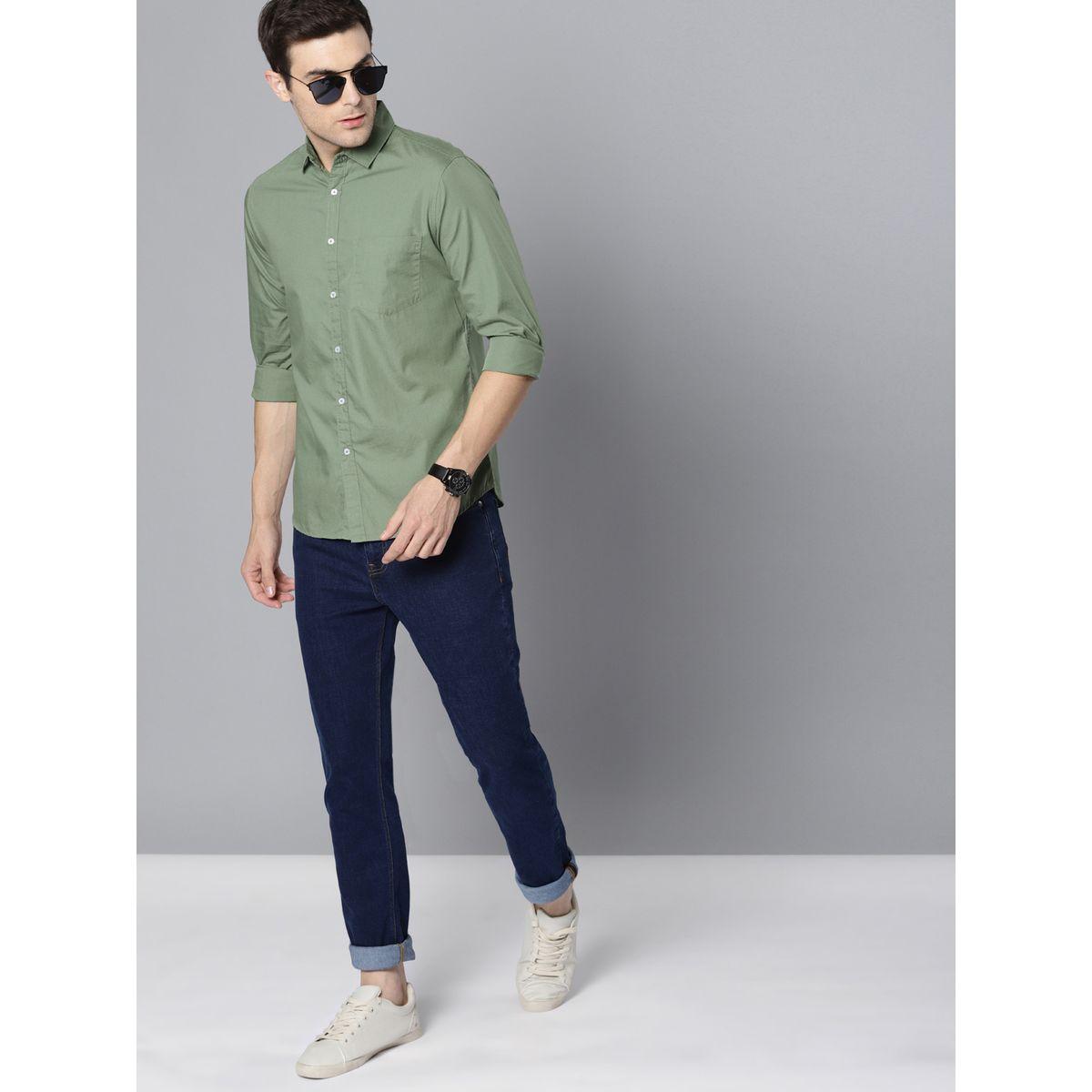 Dennis Lingo Solid Casual Shirt with Button Placket-men-clothing-shirts-image-2