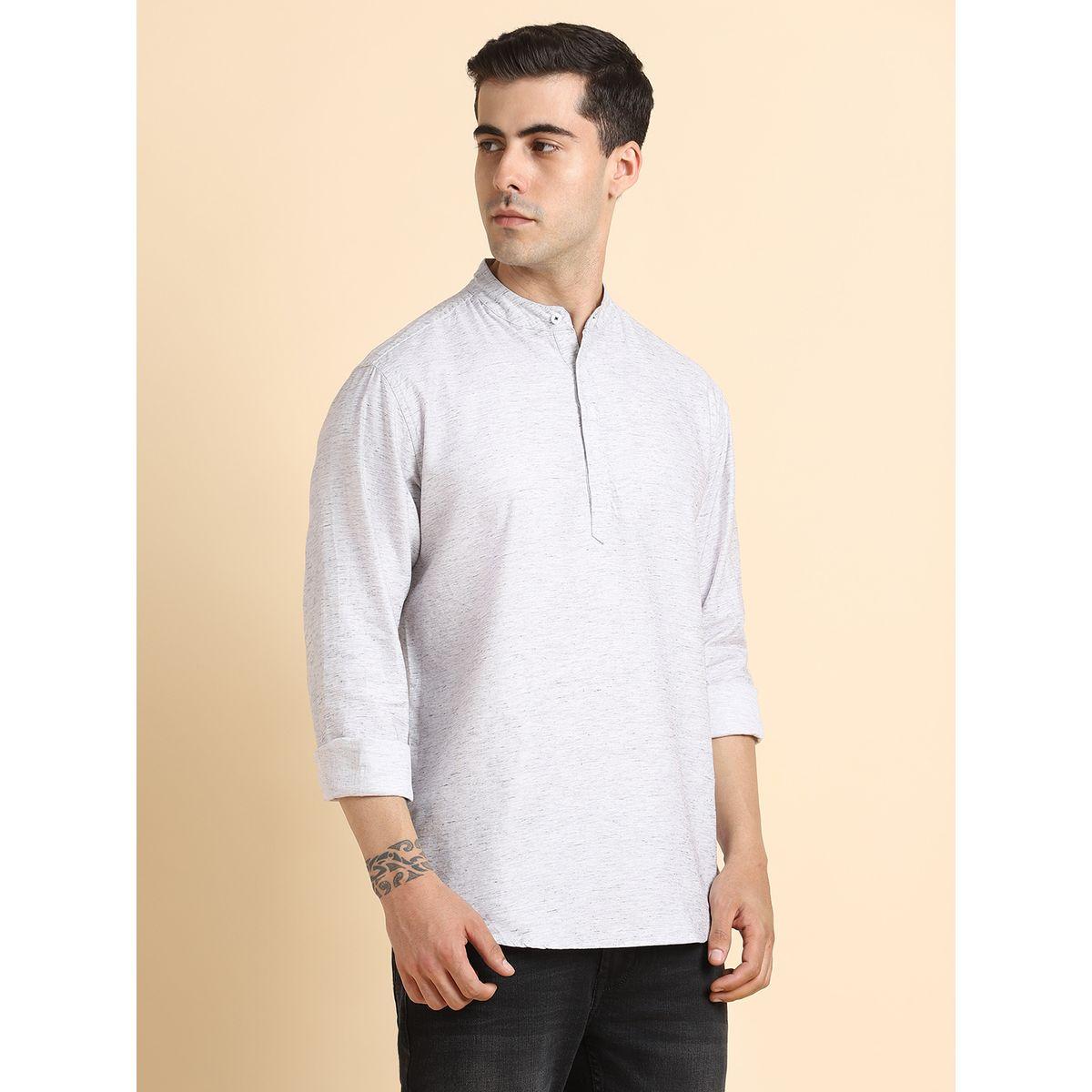 Dennis Lingo Mandarin Collar Casual Shirt with Button Placket-men-clothing-shirts-image-2