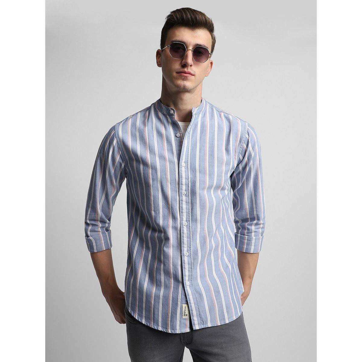 Dennis Lingo X Styli Striped Mandarin Collar Casual Shirt-men-clothing-shirts-image-1